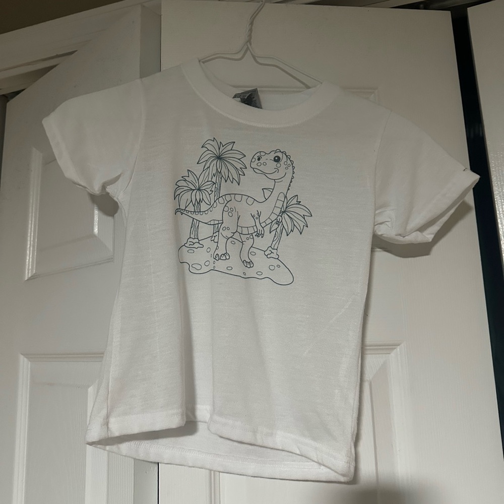 White Dinosaur Print Kids T-Shirt